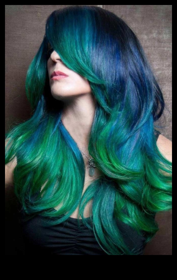 Elektriskais zils un zaļš: futūristiskas matu krāsas idejas