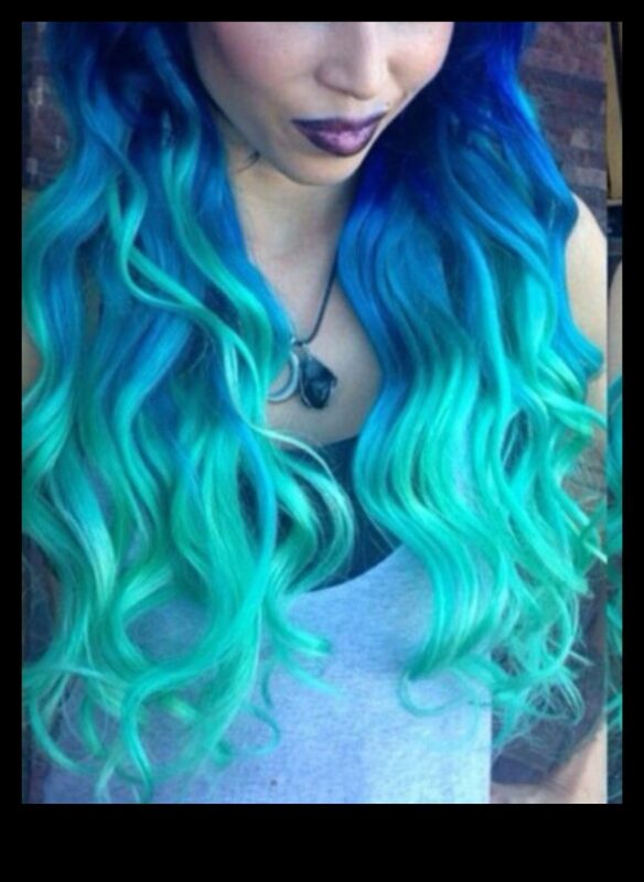 Elektriskais zils un zaļš: futūristiskas matu krāsas idejas